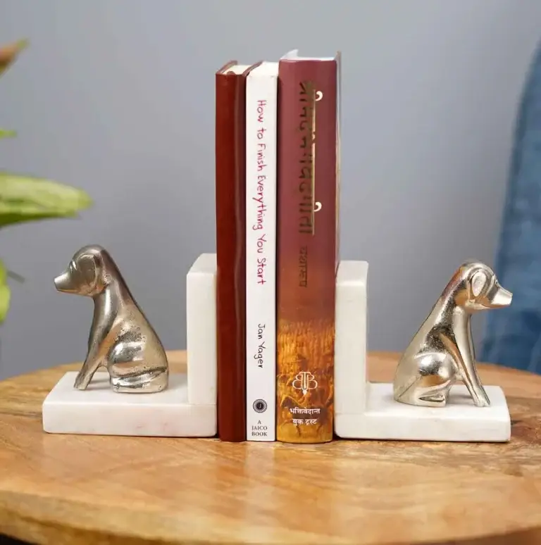 Aluminium Silver Vintage Style Decorative Dog Bookend