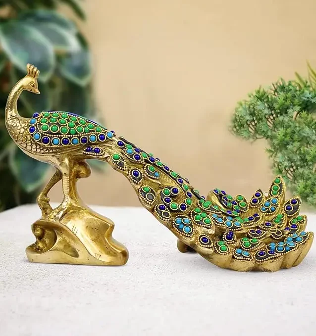 brass peacock idol