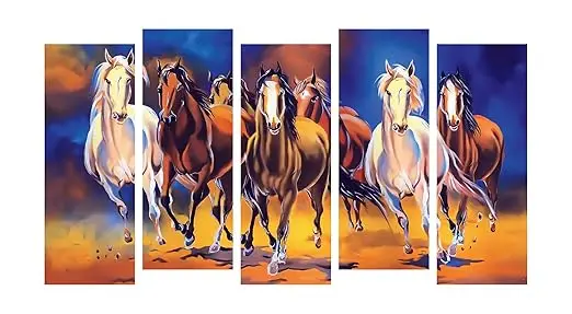 seven running horses painting for luck and prosperity