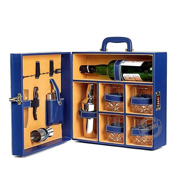 blue portable bar set