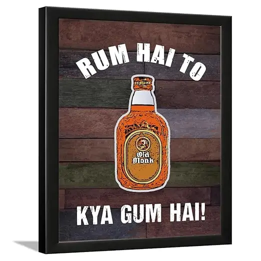 wall frames with rum quote for bar