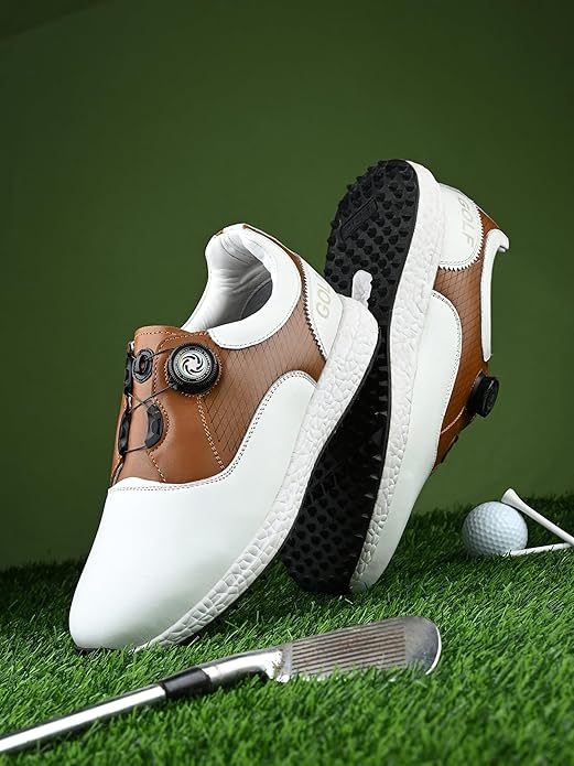 White & tan golf shoes for men